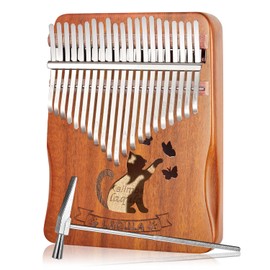 Kalimba 21 Keys Thumb Piano - Cat Portable Mbira Sanza Finger Piano Professional Musical Instrument Marimbaphone with Learning Instructions (English language not guaranteed), Tuning Hammer for
