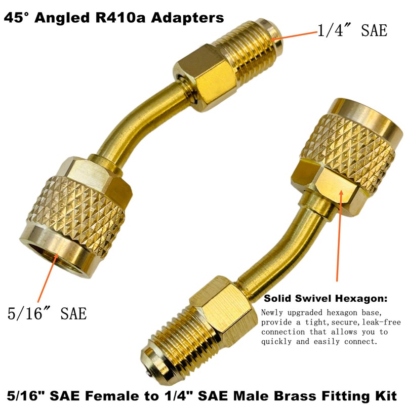 R410a Adapter for Mini Split System,5/16 Female SAE to 1/4