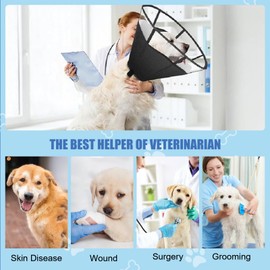 Dog Cone Collar for Dogs After Surgery，Soft Dog Recovery Collar Anti-Lick Protective Wound Safety Cone，Depth Adjustable Dog Elizabethan Pet Neck Collar Cone for Large Medium Small Dogs and Cats - L
