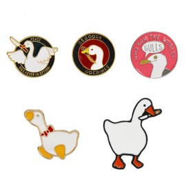 5PC Cute Enamel Pin Brooch Cartoon Animal White Goose Badges Funny Goose Pin Fashion Lapel Pins Decoration