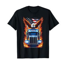 Trucker Patriotic American Flag Semi Truck Driver Eagle T-Shirt