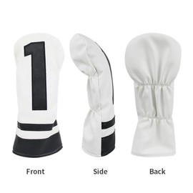 Scott Edward Golf Club Covers 3 Pcs/1Pcs, PU Numbered 1 3 5 Golf Headcovers for Driver and Fairway Wood Fit Most Golf Clubs Classic Look(Black Number 1)