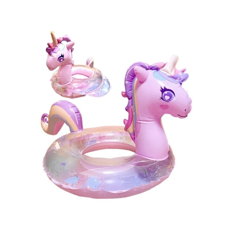 Unicorn Swim Ring for Kids, Pink, Pool Float, Ocean Inflatable