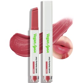 Touch in Sol Vegan Again Plumping Lipstick #ROSY, Intensive Hydrating Lip Plumps, Voluminous & Shiny Lip GLow, Glossy, Radiant Lips with Shea Butter & Vegan Collagen, 0.07oz.