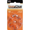 HearClear Size 13 PR48 1.45V Hearing Aid Batteries Orange Tab