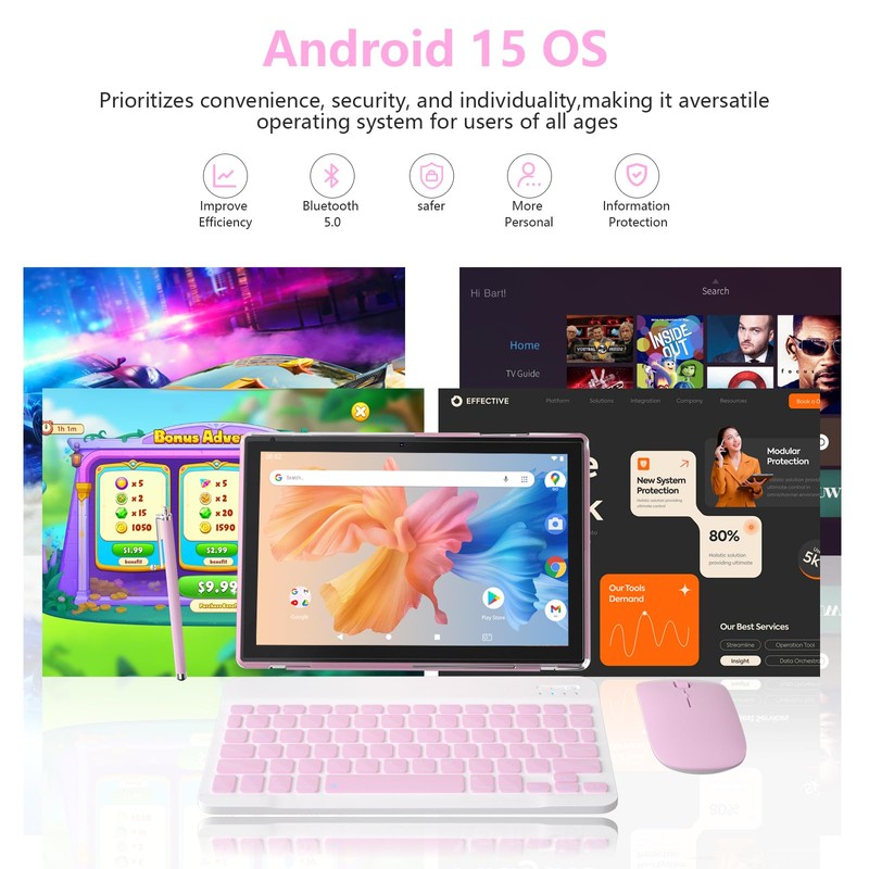 ZZB Android 15 Tablet 10 inch Tablet 2 in 1