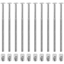 10 Sets of Furniture Connector Bolts and Barrel Nuts,Bed Bolt and Nut Kit (M6×110mm)