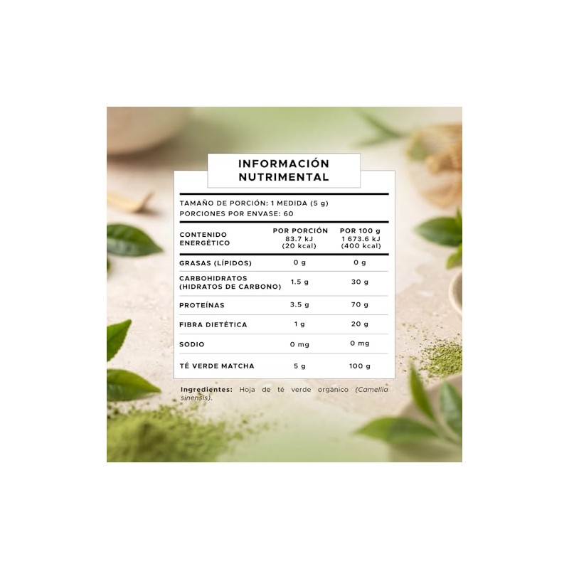 Pure Form Matcha Orgánica Te Verde En Polvo Ceremonial 300gr