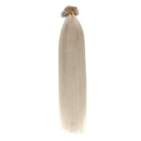 Grey Bonding Extensions Made of 100% Remy Real Hair 100 0.5 g 50 cm Straight Strands Long Hair with Keratin Bondings U-Tip as Hair Extension and Hair Thickening in Colour # Grey