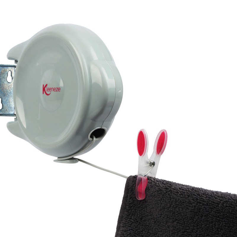 Kleeneze Retractable Clothesline – 15 Metre Drying Space, Anti-Slack Hook,