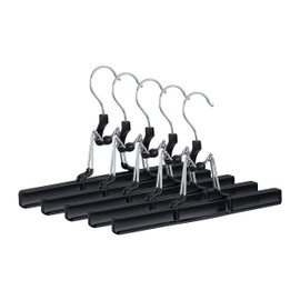 Relaxdays Metal Trouser Hangers Pack of 5, 360° Swivel Hooks, Firm Clamps, Skirt Holders, Rubberized, Black