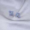 Atentuyi Wedding Flower Crystal Stud Earrings Silver Petal Cz Earrings