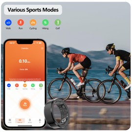 Smart Ring for Men & Women, Step Counting, Sleep，Heart Rate& Blood Oxygen Monitoring, Gesture Controlled Photography, 5ATM Waterproof, 7-Day Battery Life，APP for iOS & Android (Black, 10)