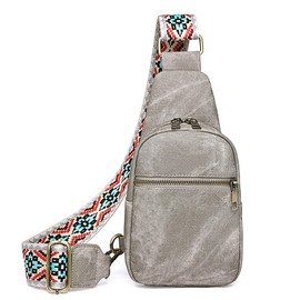 Long Keeper Crossbody Shoulder Bag Faux Leather Chest Bag Sling Bag Small Women's Shoulder Bag Sling Backpack Leather Bag Small Cross Bag for Travel Outdoor, gray