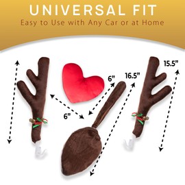 Vaygway Christmas Car Reindeer Antlers Kit with LED Lights, Red Heart Nose, Tail, and Jingle Bells- Car Decoration Kit for Window, Rooftop, Front Grille- Auto Accessories Set for Car, Truck, Van