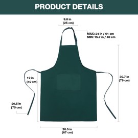 atopo Pack of 4 Chefs Aprons, Apron for Men Women, Waterproof Aprons with 2 Pockets, Adjustable Neck Strap Aprons for Kitchen, Cooking, Baking, Garden, BBQ (Green
