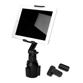 QWORK® Universal Car Tablet Holder Smartphone Holder with Adjustable Long Arm and Expandable Base, Mount on Car Cup Holder Slot, Expandable Base 2.5"-4.3"