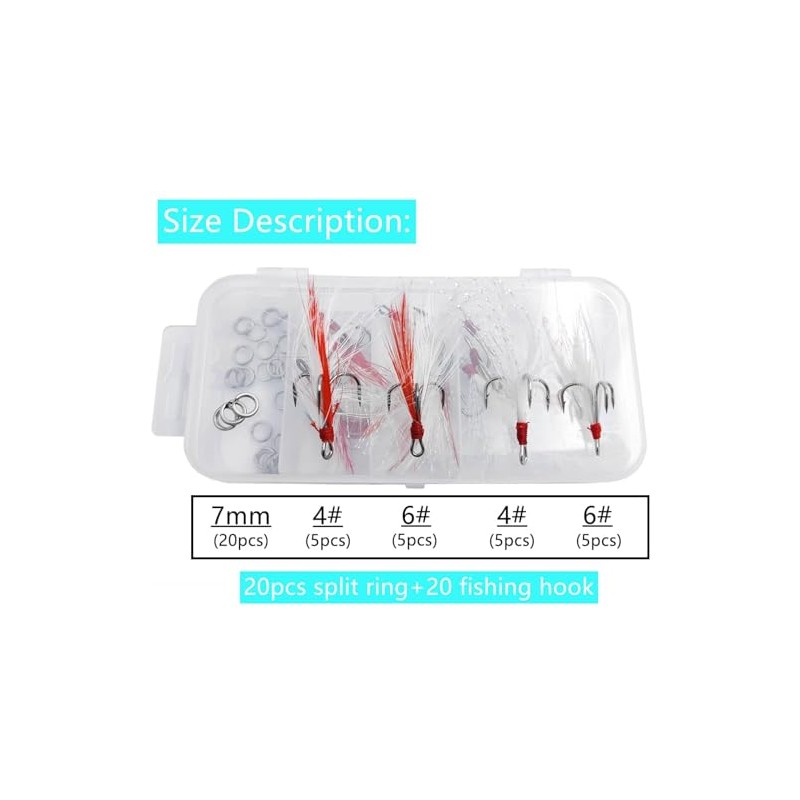 Fishing Treble Hooks Feather Dressed Size 4 6 Set with
