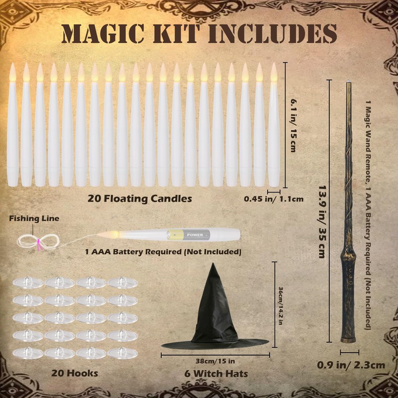 Halloween Decor Indoor, 20PCS Floating Candles with Wand Remote &