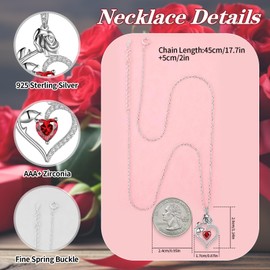 NVGVUP Eternal Rose Box, Infinity Roses with 925 Sterling Silver Women's Heart Necklace, for Valentine's Day, Engagement, Mother's Day, Birthday, Preserved Flowers, Gift Box for Girlfriend, Wife,