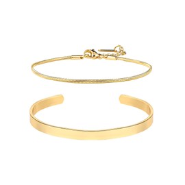 Mikovivi Stackable Bracelet for Men, C-Shaped Chain Bracelet Set Adjustable Bangle Bracelets Stainless Steel Chain Link Bracelets Snake Chain Link Bracelet for Men Husband Boyfriend (Gold)