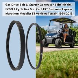Vanshly Gas Drive Belt & Starter Generator Belts Kit fits EZGO 4 Cycle Gas Golf Cart TXT Cushman Express Marathon Medalist ST Vehicles Terrain 1994-2013, OEM 72054G01, 72024G01, 72025G01, 26414G01