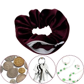 NINFEIQI 2Pcs Scrunchie with Zip Pocket, Elastic Hidden Pocket Hair Ties, Velvet Hair Scrunchies for Putting Keys Small Items Women Girls Hair Accessories