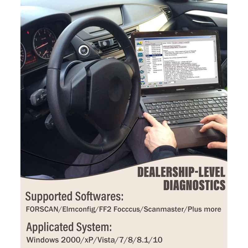 bylikeho OBD2 Scanner,Car Accessories ELM327 OBD2 USB Adapter for Windows,Car