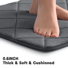 YIHOUSE Bathroom Rugs Set 5 Piece, Soft Non Slip Memory Foam Bathroom Rugs, Machine Wash Grey Bathroom Mat Set, Water Absorbent Bath Rug Set for Toilet and Floor（Dark Grey）