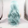 26 Inch Mint Blue Lace Front Wig Long Wavy Baby