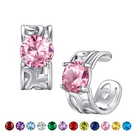 Bestyle Ear Cuff, Women's, 925 Silver, Men's, Hypoallergenic Zirconia, Non-Hole Earrings, Unisex, Openwork Arabesque, Simple Birthstone, Silver
