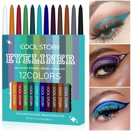 12 Farben Matt Eyeliner Set Bunter Regenbogen Neon Eyeliner Stift Glatter Wasserfester Wischfester Langanhaltender Gel Eyeliner Weihnachts Makeup Geschenkset für Frauen (Set C)