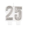 Silver Number 25 Birthday Candle
