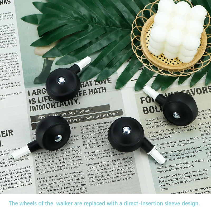 4Pcs Baby Walker Replacement Wheels, Universal Stem-Mount Plastic Casters for