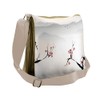 Ambesonne Nature Messenger Bag, Sakura Flower and Gulls, Unisex Cross-body