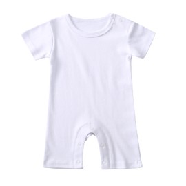 FITFIFTH POD Infant Boys Girls Romper Unisex Baby Jumpsuit White Short Sleeve 100% Cotton Baby Clothes Soft Outfit 6-9 Months