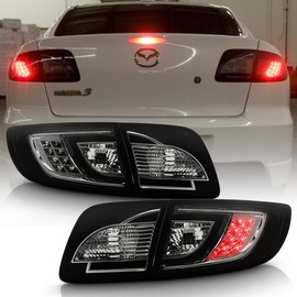 ACANII - For 2003 2004 2005 2006 2007 2008 Mazda 3 Mazda3 Smoked Lens LED Tail Lights Lamps Pair Replacement Left+Right