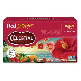 Hain Celestial Celestial Seasonings Hibiscus Tea, Red Zinger Herbal Tea, Caffeine Free, 20 Bags