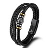 HEIX Mens Multilayer Braised Leather Bracelet Magnetic Stainless Steel Clasp