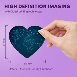 1x Heart MDF Magnet 6cm - Abstract World Map 3D Wire Frame - Fridge Locker Office Whiteboard Toolbox #50034