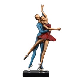 Notart_Art_Gallery | Resin Dancing Couple Figurine – Lift Pose Ballroom Dance Statue in Red and Blue Outfit – Romantic Dance Gift and Vintage Home Decoration
