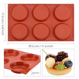 Ocmoiy Silicone Muffin Top Pans for Baking/Non-Stick 3" Round Silicone Mold for English Muffin, Corn Bread, Egg, 6 Cavities Whoopie Pie Pan Pack of 3