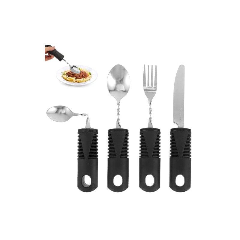 4 x Parkinson's Cutlery Spoon Thick Handle Easy Grip Vibrating