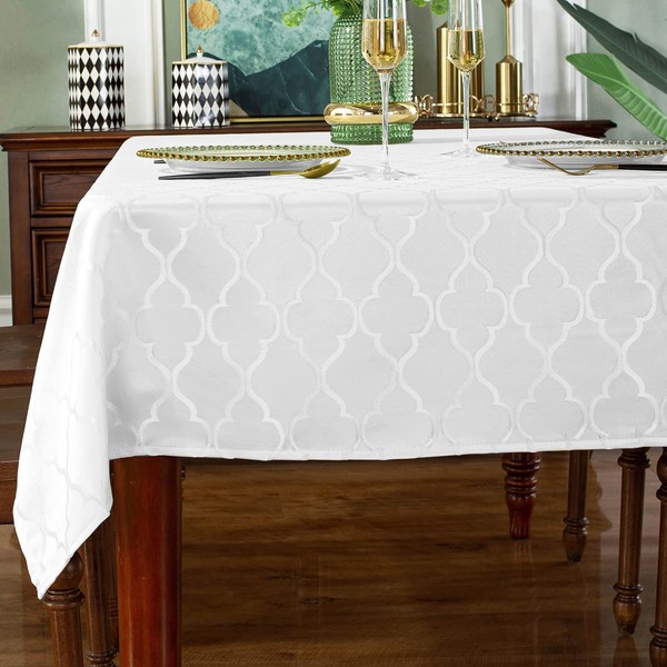 SASTYBALE Jacquard Tablecloth Flower Pattern Polyester Table Cloth Spill Proof