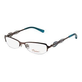 Thalia Edita Womens/Ladies Ophthalmic Unique Design Designer Half-rim Spring Hinges Eyeglasses/Spectacles (52-17-135, Brown / Blue)