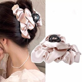 FASELE Hair Clip Hair Accessory Casual Cute Fluffy Silk-like Satin Hair Accessory Hair Clip Popular Korean Style Women's Office Hair Ornament Stylish Elegant Fashionable Mother's Day Gift Present