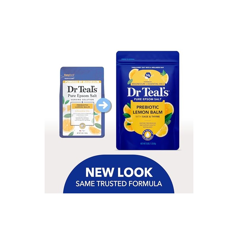 Dr Teal's Pure Epsom Salt Soaking Solution Prebiotic Lemon Balm