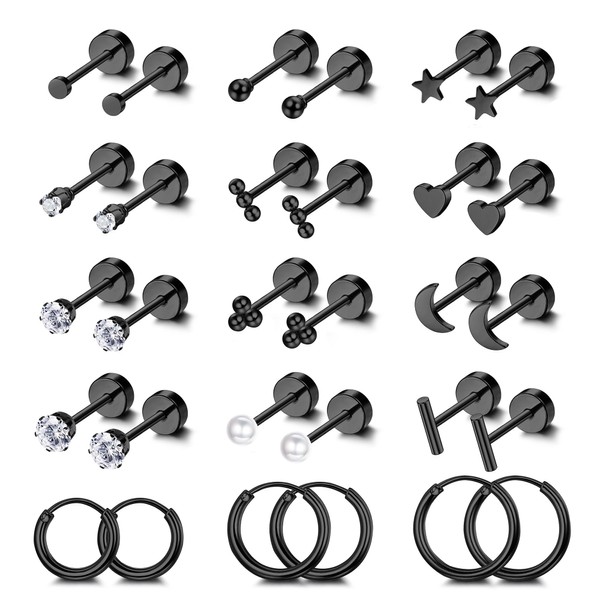 BESTEEL Small Tiny Stud Hoop Earring Gold Studs 18K Stainless