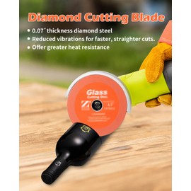 ZORUNNA 4.5" Glass Cutting Disc, Diamond-Edged Glass Cutter with 7/8" Arbor Hole, 3 Pcs Glass Cutters Tools for Grinding Glass, Jade, Crystal, Wine Bottles, Tile.