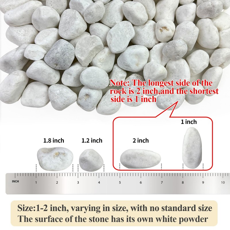 FANTIAN 40 lbs White Rocks for Landscaping, 1-2 Inch White